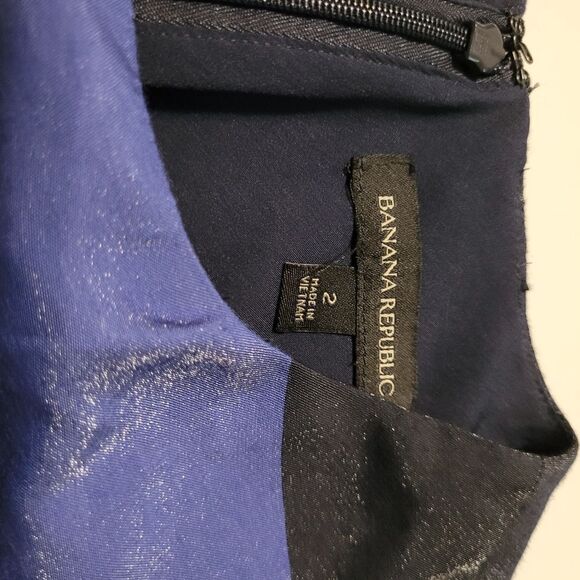 POCKETS SHIMMER BANANA REPUBLIC BLUE BLACK STRIPES CAREER SHEATH DRESS 2 SMALL - Picture 5 of 10